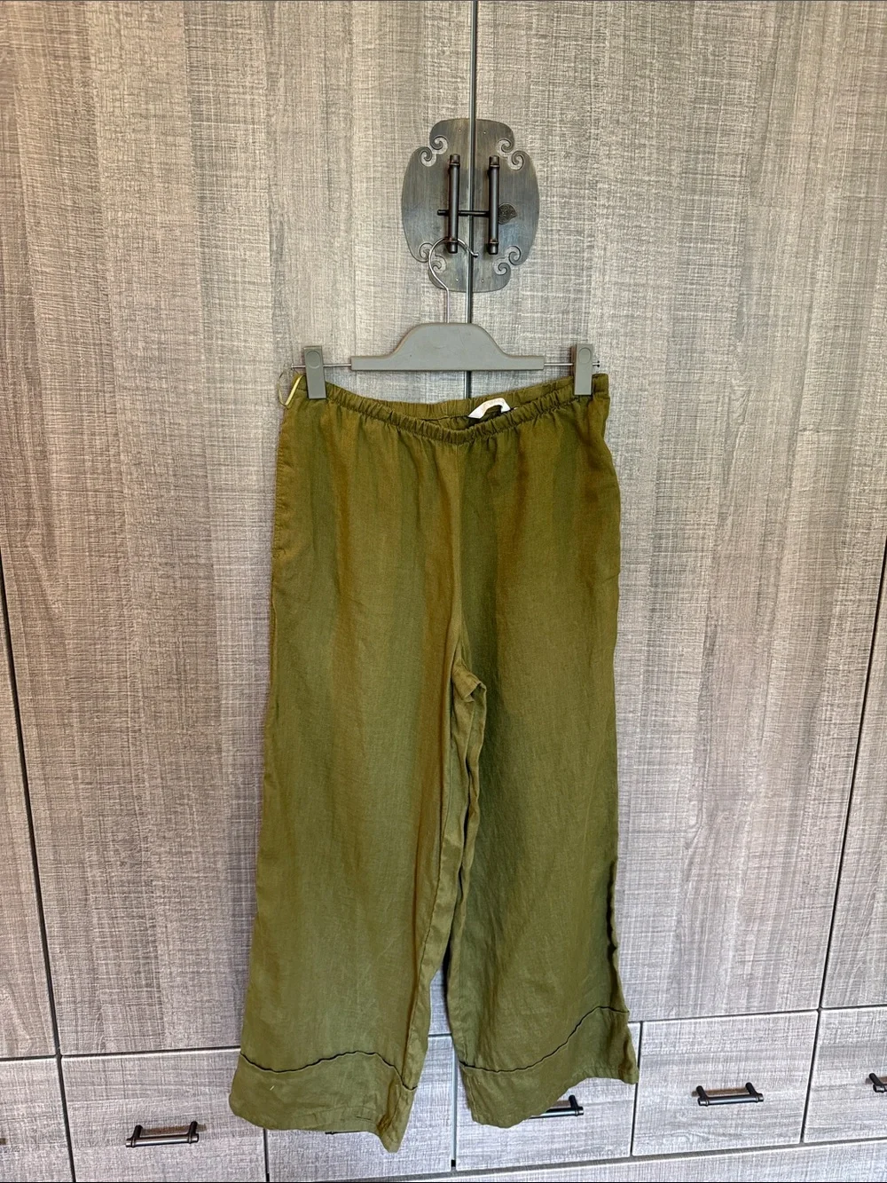 Zara 100% Linen  Button-Up Top and Wide Leg Pants Set